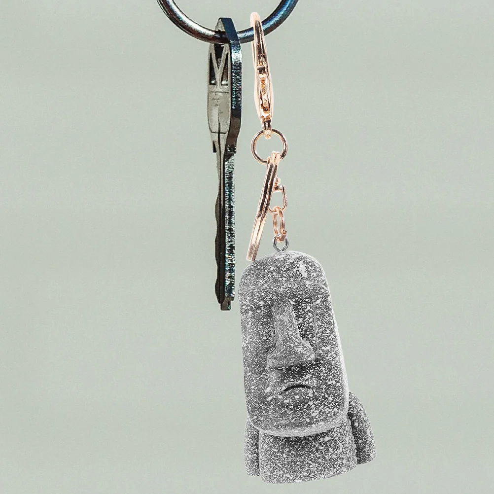 

2Pcs Moai Keychain Ornament Zinc Alloy Resin Hanging Backpack Pendant Bag Decoration Party Favor Gift Moai Keychain