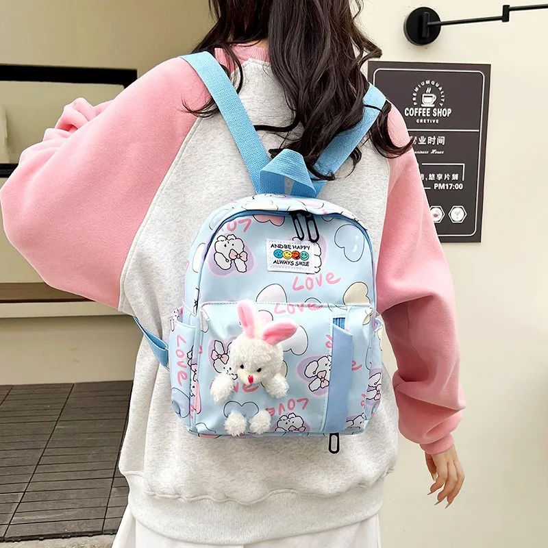 Mochila ligera para niños de 2 a 7 años, bolsa escolar para niños pequeños, conejo de dibujos animados, guardería