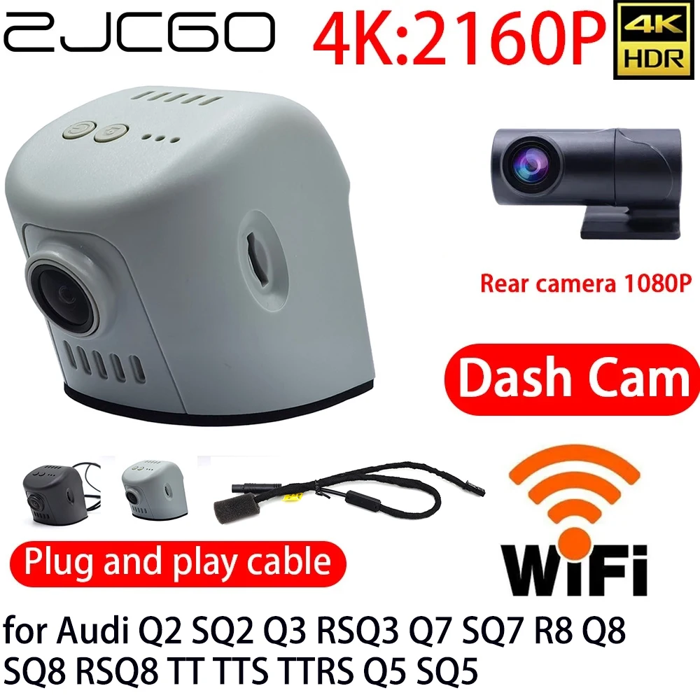 ZJCGO 4K Car DVR Dash Cam Wifi Front Rear Camera 24h Monitor  for Audi Q2 SQ2 Q3 RSQ3 Q7 SQ7 R8 Q8 SQ8 RSQ8 TT TTS TTRS Q5 SQ5
