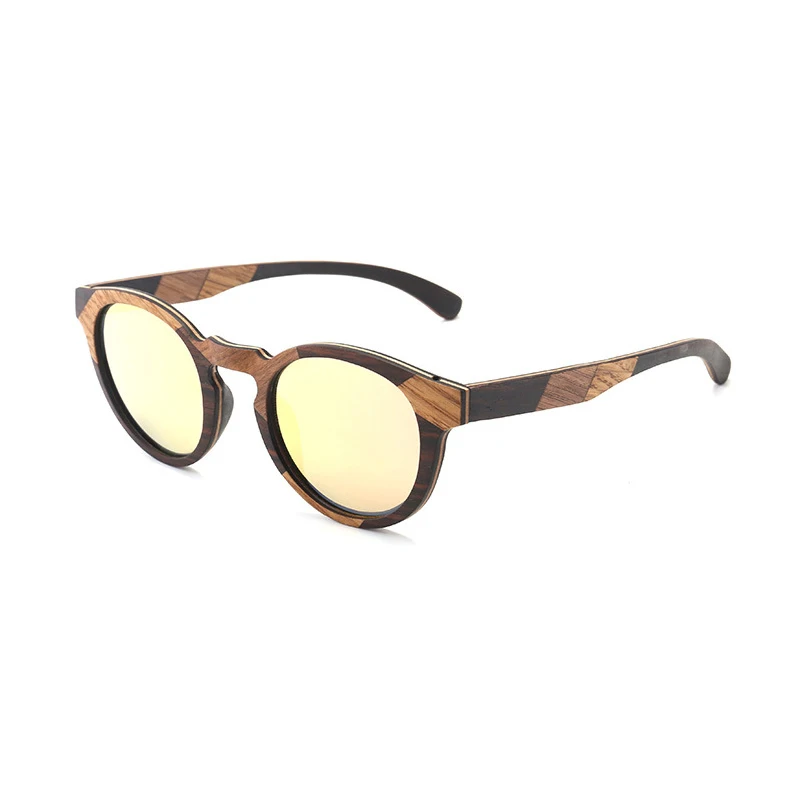 Handmade Vintage Round Wood Sunglasses Women Men Polarized Hand Crafted Walnut Ebony Wooden Frame Fashion Shades High Quality