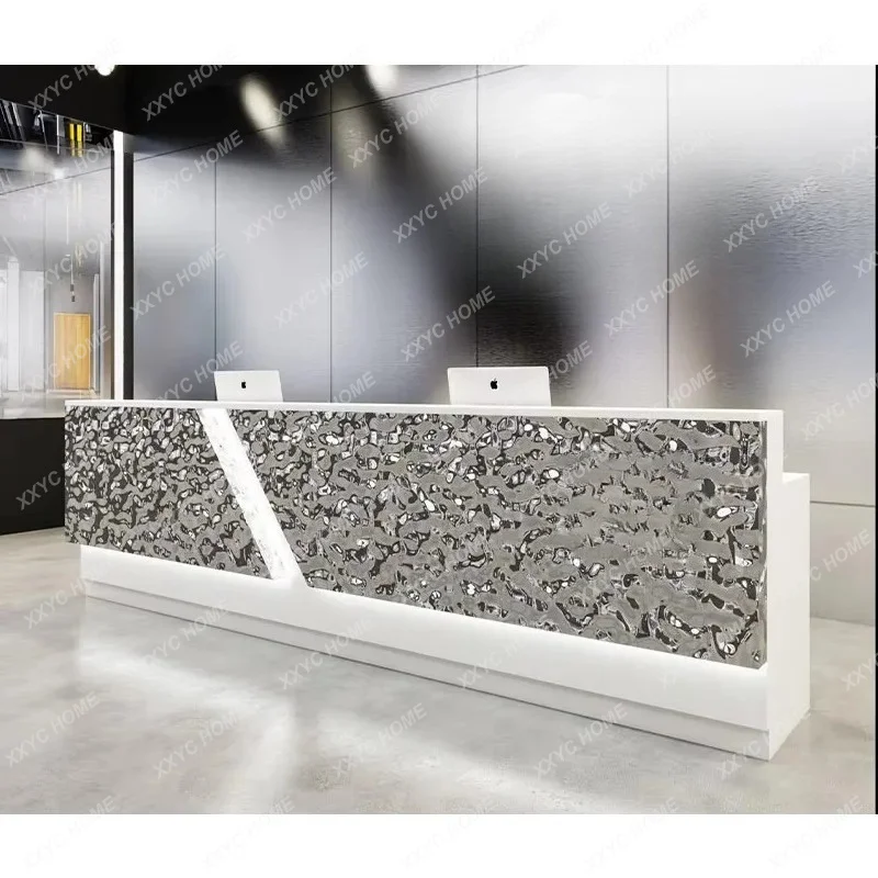 A  Custom Bar Stainless Steel Checkout Page Hairdressing Gym Reception Front Desk