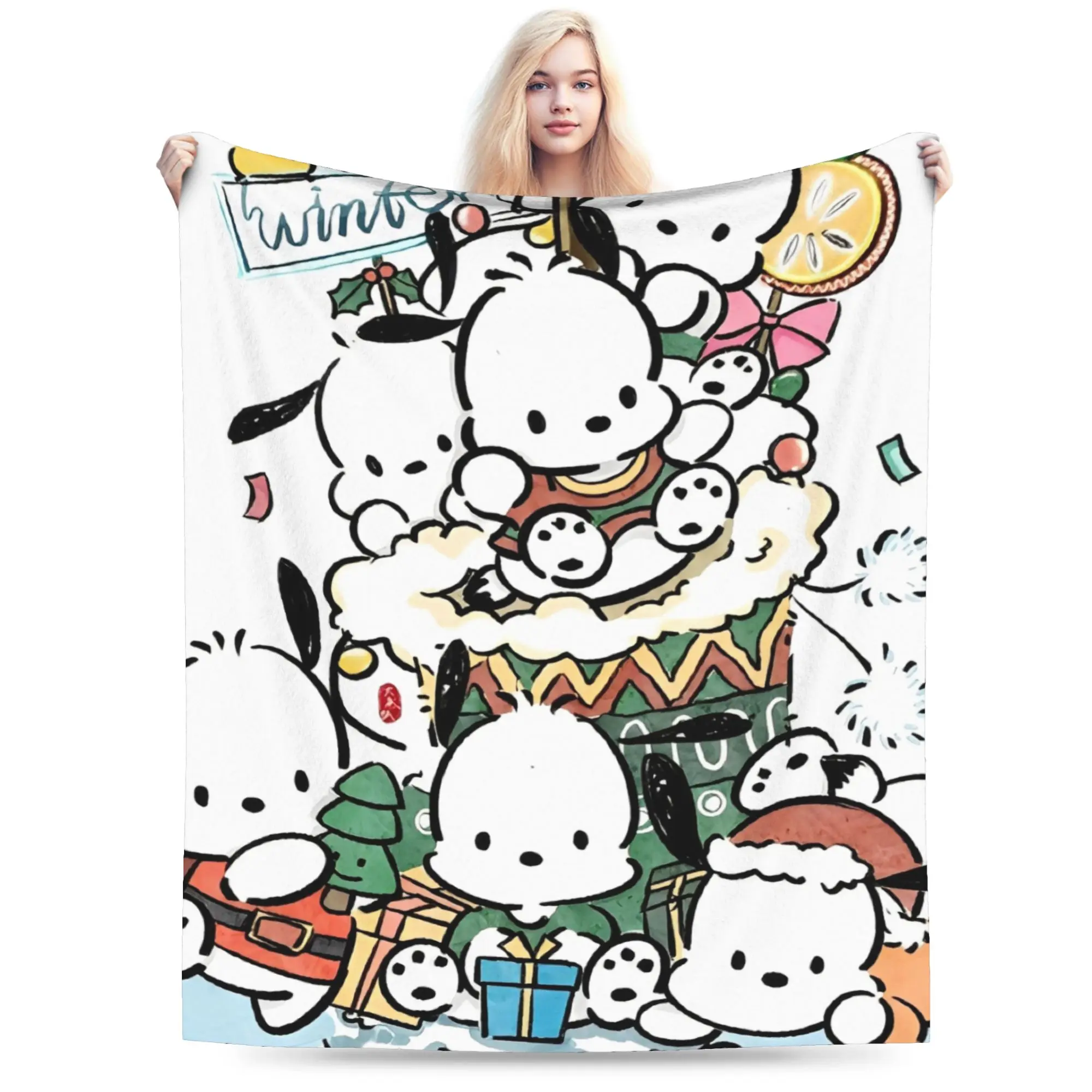 

Pochacco Blanket Warm Soft Fashion Plush Throw Blanket For Girls Boys Bedroom Flannel Bedspread Bed Cover