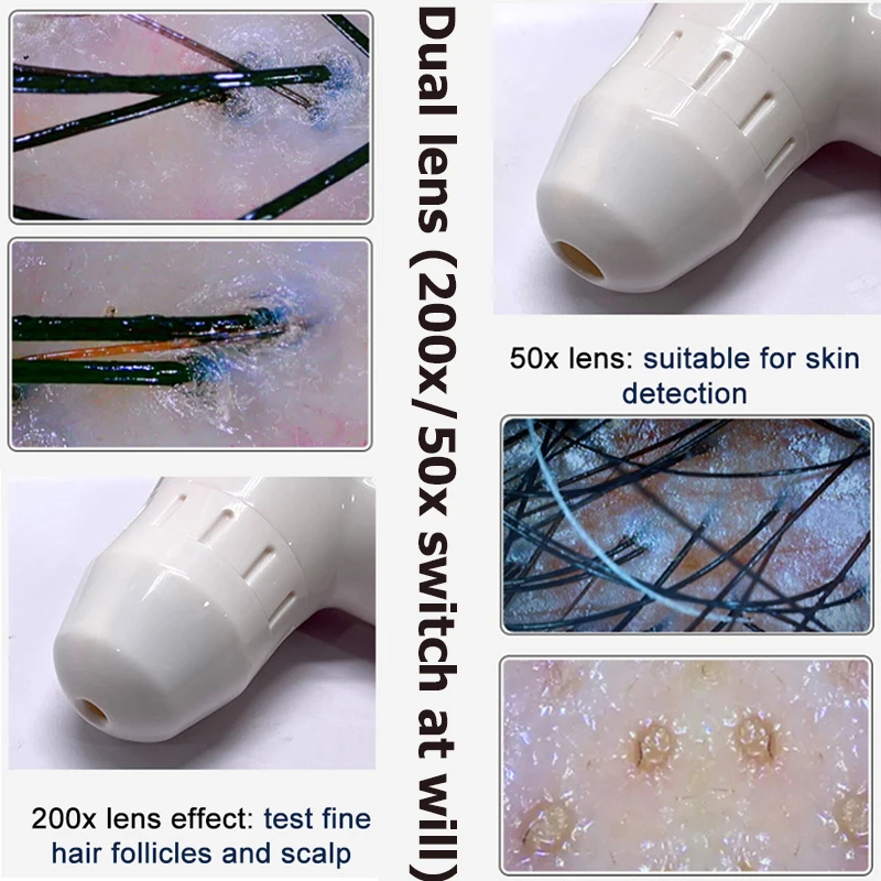 10 بوصة LCD كاشف فروة الرأس مجهر محلل بشرة الشعر الرقمي لاختبار بصيلات الشعر ومكبر تحليل الجلد 50/200X