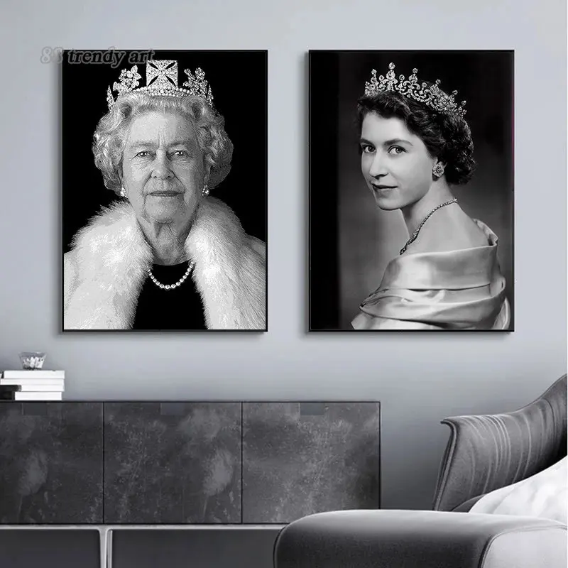 Elizabeth Portrait Art Posters Queen of England Pop Graffiti Art Canvas Painting Funny Character Wall Art for Home Decor Cuadros