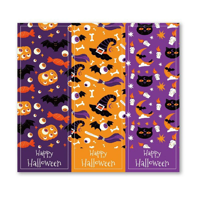 30-60pcs Happy Halloween Stickers 9*3CM Pumpkin Witch Skull Sealing Labels Scrapbooking for Holiday Gift Packaging Decor Sticker