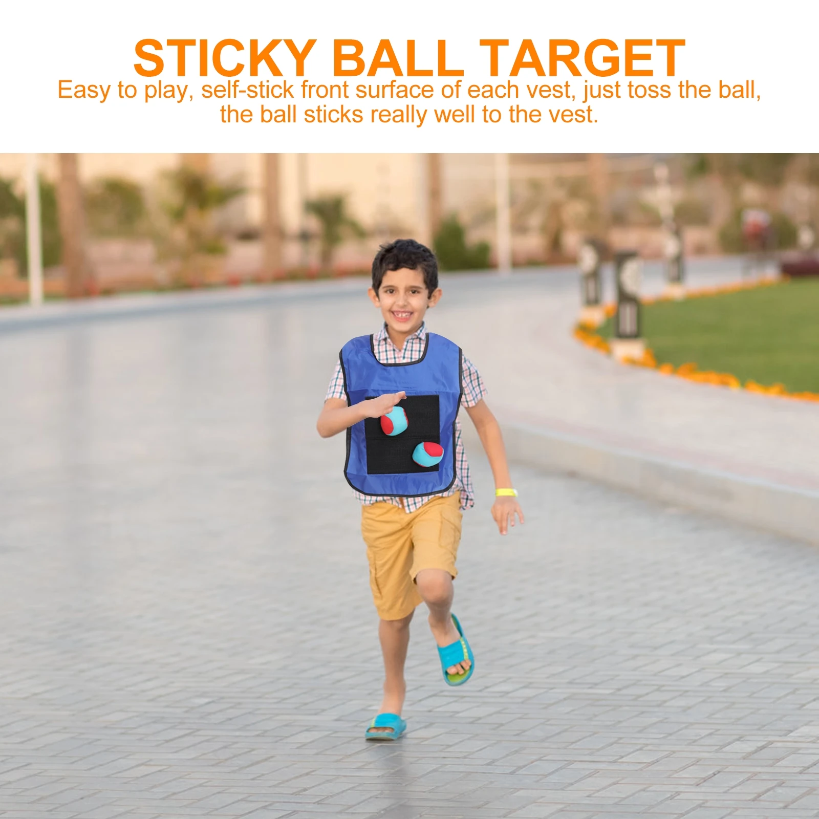 

Sticky Ball Vest Viscous Three Random Color Balls Included Game Props for Kids