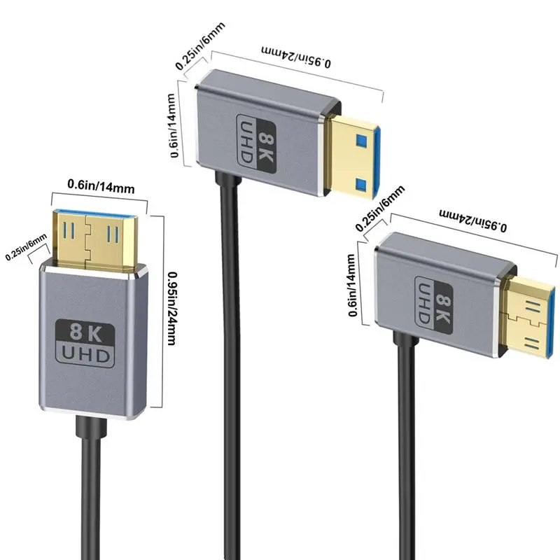 70cm Spring Coaxial 8K 2.1 Version Ultra-Thin Mini HDMI Compatible Male to H-DMI Female Camera Connection Cable 8K@60hz 4K@120hz