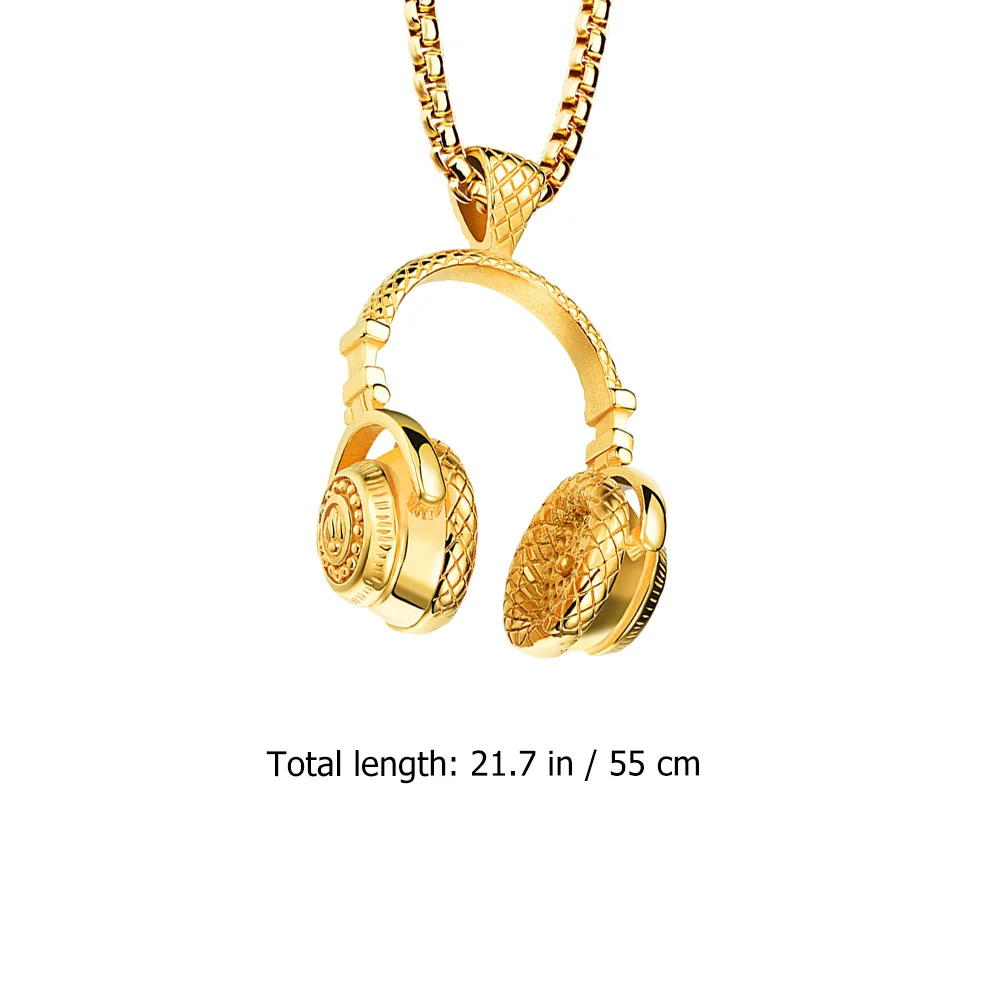 

Rock Music Headset Pendant Necklace Cool Titanium Steel Men Neck Headset Shaped Accessory Stylish Western Jewelry