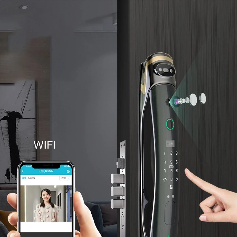3D Face Recognition Fingerprint Cat Eye Electronic Door Lock Wifi APP Remote Control Home Anti-theft Security IC Card Door Lock