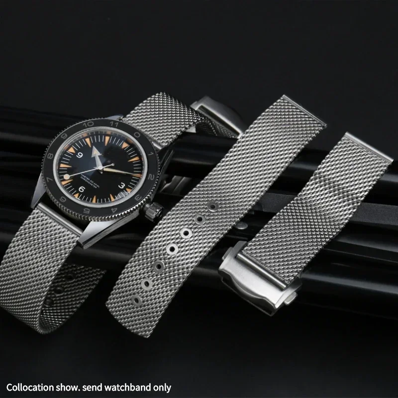 Premium-Grade Titanium steel Chain Strap For Omega 007 Seamaster Diver 300 Watch Band Replace Milanese Stainless Bracelet 20mm