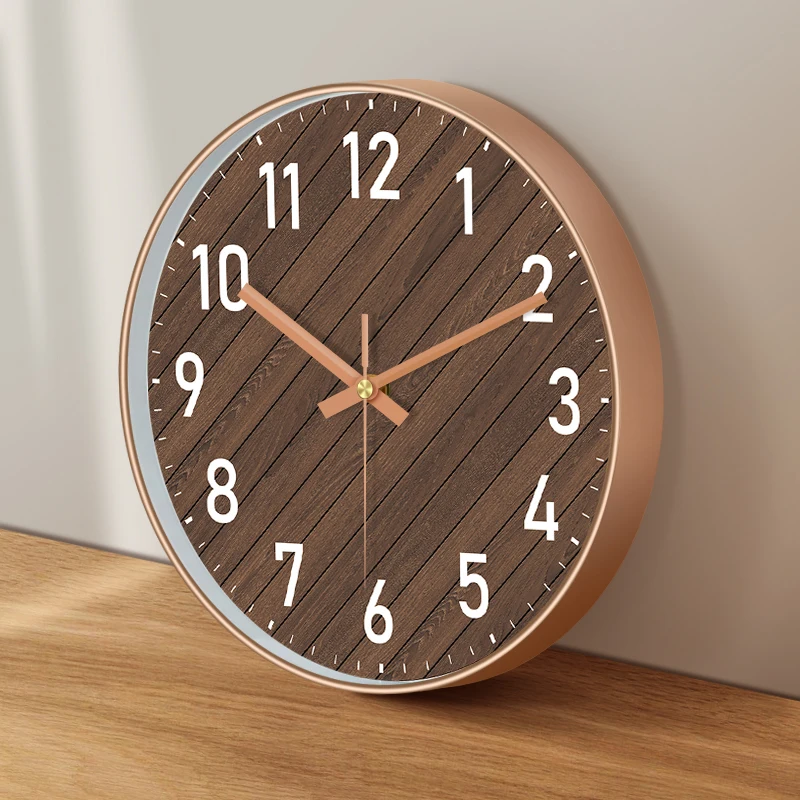 Rustic Wall Clock 2D Wood Grain Dial Silent Quartz Clock ABS Frame Farmhouse Decor for Living Room Bedroom Kitchen & Home Gift