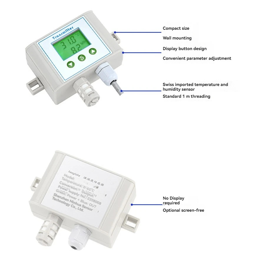 Digital Temperature And Humidity Transmitter Sensor RS485 Integrated Industrial Environment Air 4-20mA Probe