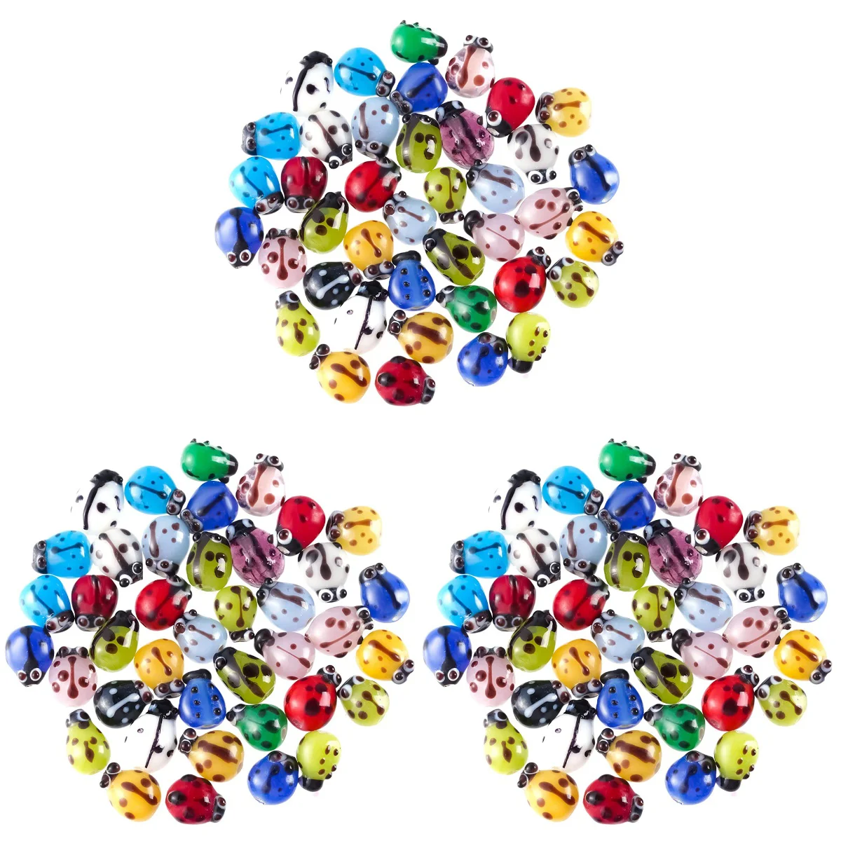 

3 PCS Animal Loose Spacer Beads Ladybug Glass of The Lid Handmade Craft Decorative