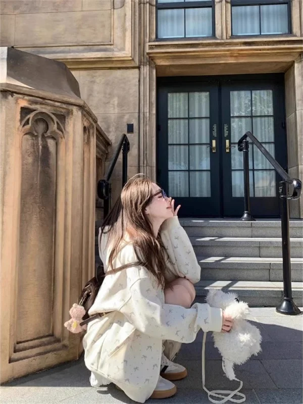 

Женская толстовка на молнии с цветочным принтом, легкая, свободного кроя, для студентов, повседневная, весенняя