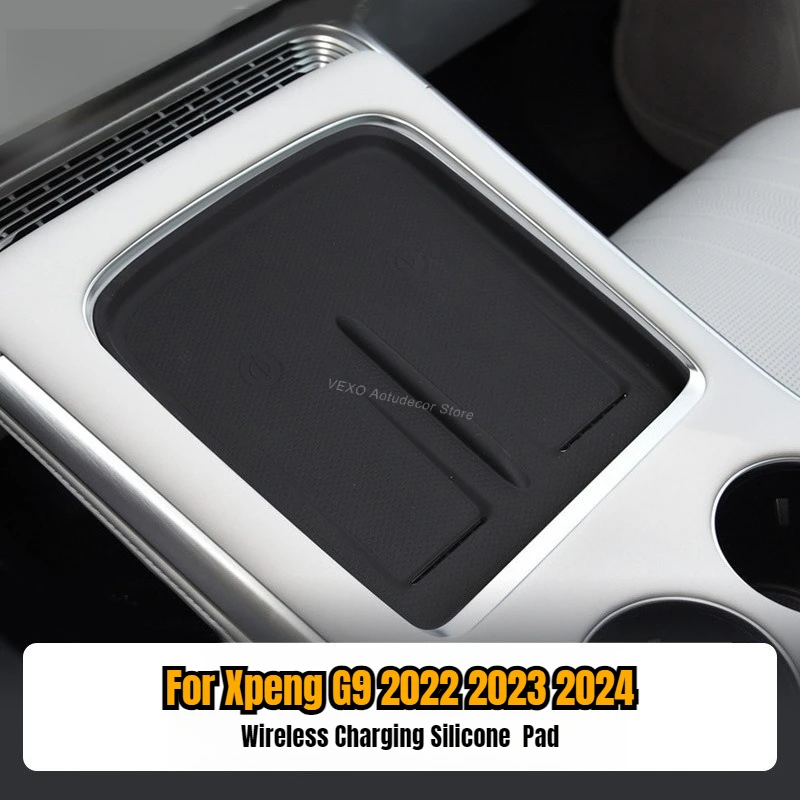 

For Xpeng G9 2022 2023 2024 Wireless Charging Silicone Pad Anti-Slip Center Console Protective Mat Car Phone Charged Cover Pad