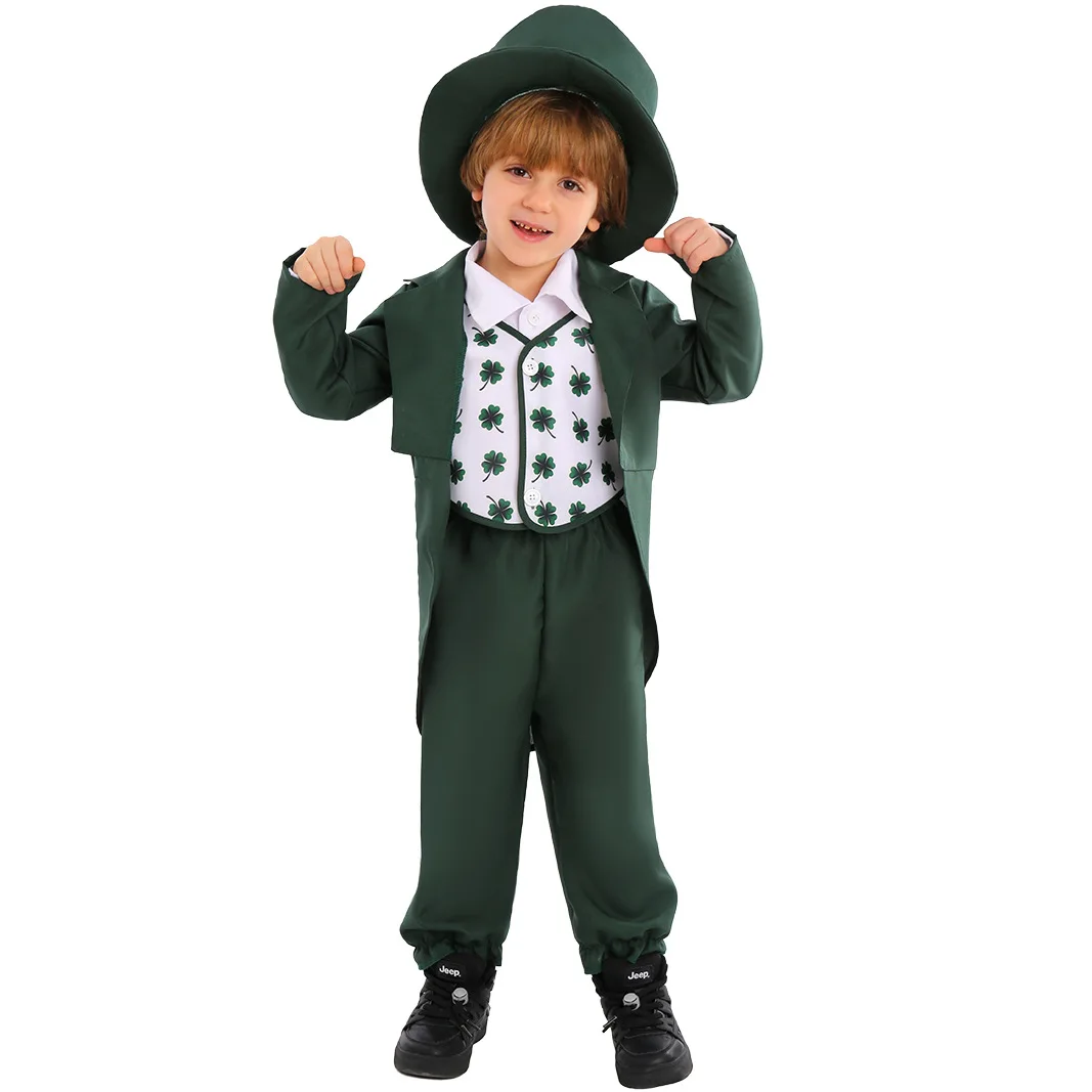 Children St. Patrick's Day Green Irish School Festival Party Stage Performance Costume Kids Halloween Dress Up Outfit