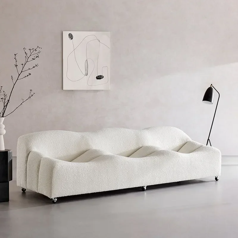Medieval cream wind lamb wool special-shaped wavy sofa
