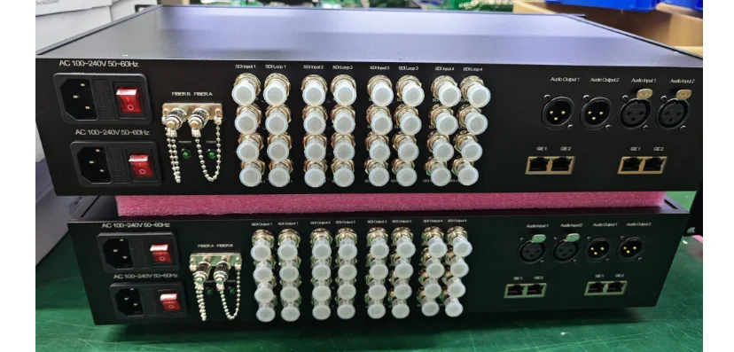 12G-SDI Video Input 12 Channels ST Duplex Fiber Optic Extender 4 SDI Outputs 2CH Bi-Directional Audio 2 Ethernet Shared 1G*2