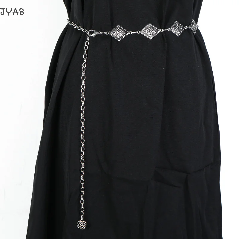 

Vintage Gold Chain Belt Female Rhombus Metal Lady Waist Punk Goth Belts For Women Silver Thin Waistband Pant Harajuku Accessory