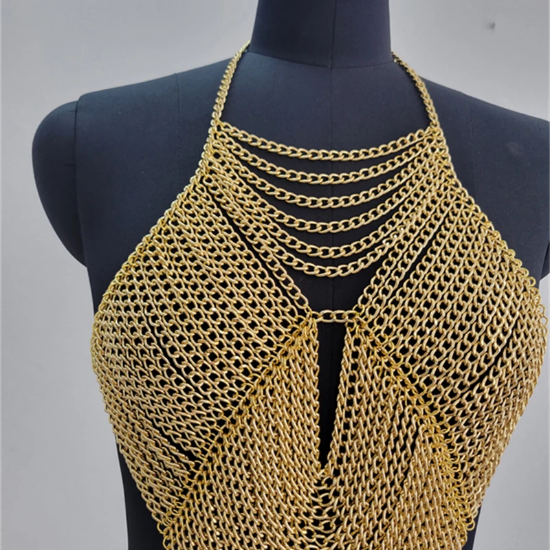 Handgefertigte Körperketten-Accessoires Damen Tanktops Gold Silber Sexy BH Crop Tops 2026 Sommer-Top 2000er Jahre Kleidung Vintage Camisole – Detail 6