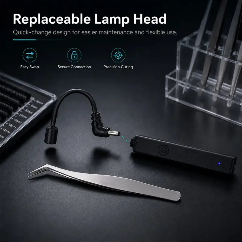 ABIT 1W Cordless Eyelash Tweezer With LED UV Light, For Lash Extension Handheld Quick Cure Glue Adhesive Lamp System