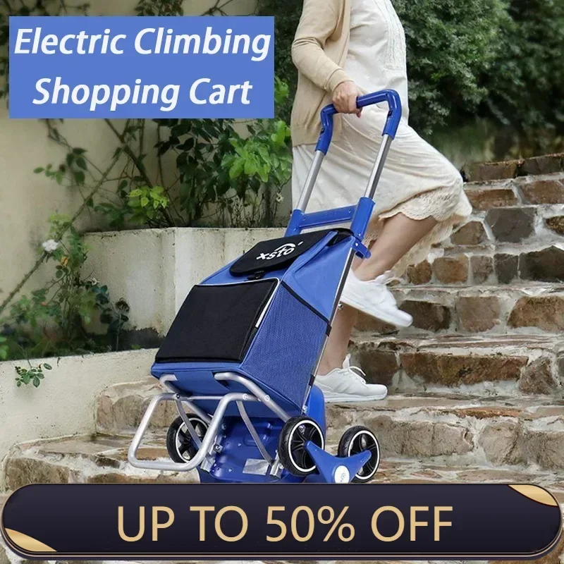 Electric Shopping Cart Folding Silent Outdoor Portable Stair Climbing Machine with Wheel Storage Bag Shopping Car Household Item