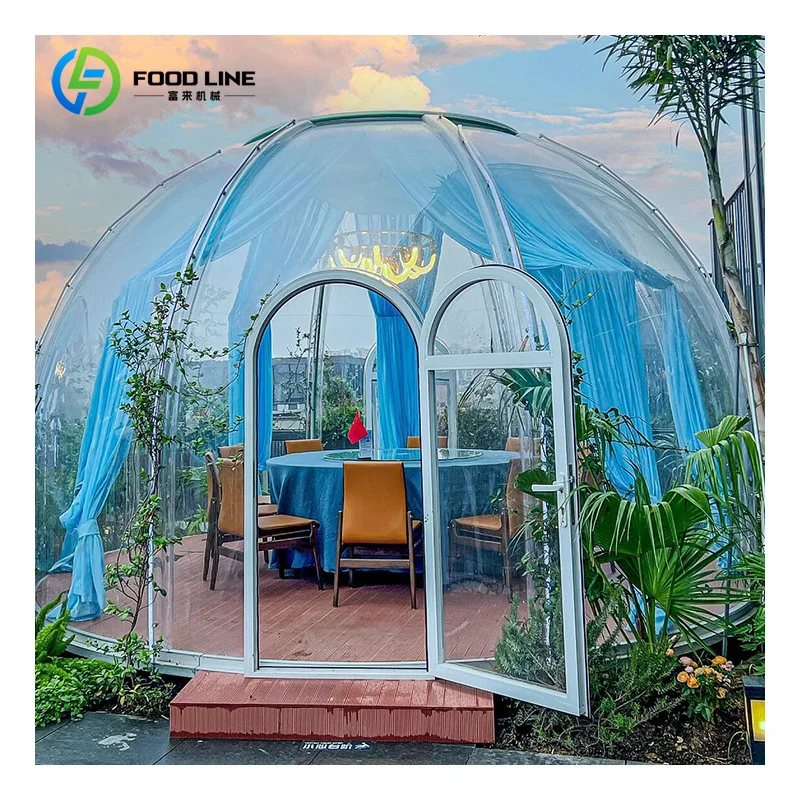 Customized Powder-coated Outdoor High-end Transparent Inflatable Dome Outdoor Camping Luxury Tent Metal Star-shaped House