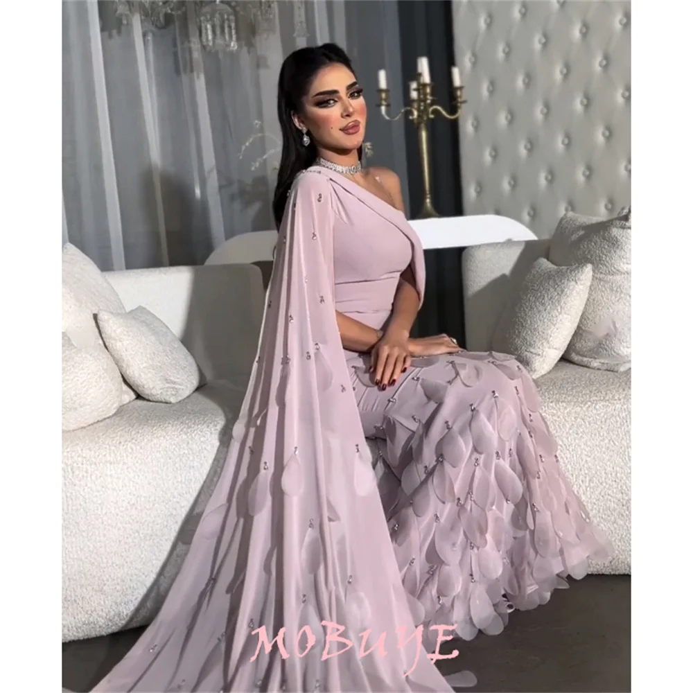 MOBUYE 2024 Popular Off The Shoulder Prom Dress Floor-Length With Shawl Sleeves Evening Fashion Elegant Party Dress For Women