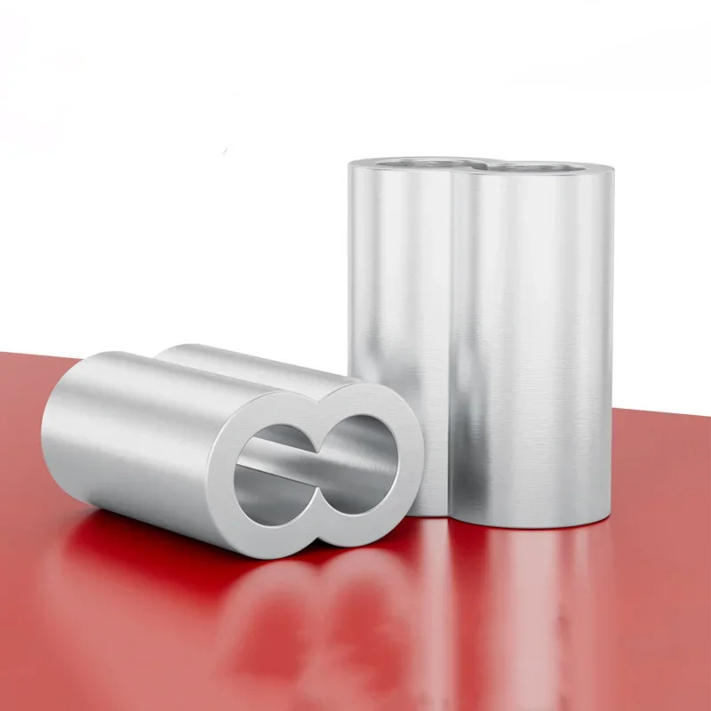 8-50Pcs Figure 8 Aluminum Sleeves Double Hole M1.2/M2/M2.5/M3/M4/M6/M8/M10/M12 304 Stainless Steel Wire Rope Clips Cable Clamps