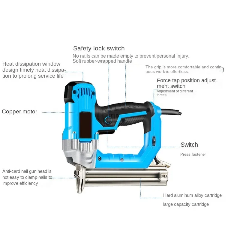 Nail Gun Woodworking Nail Special Gun Nailer  Electric Straight Grab Steel Row Nail Steam Ding Electric Tool