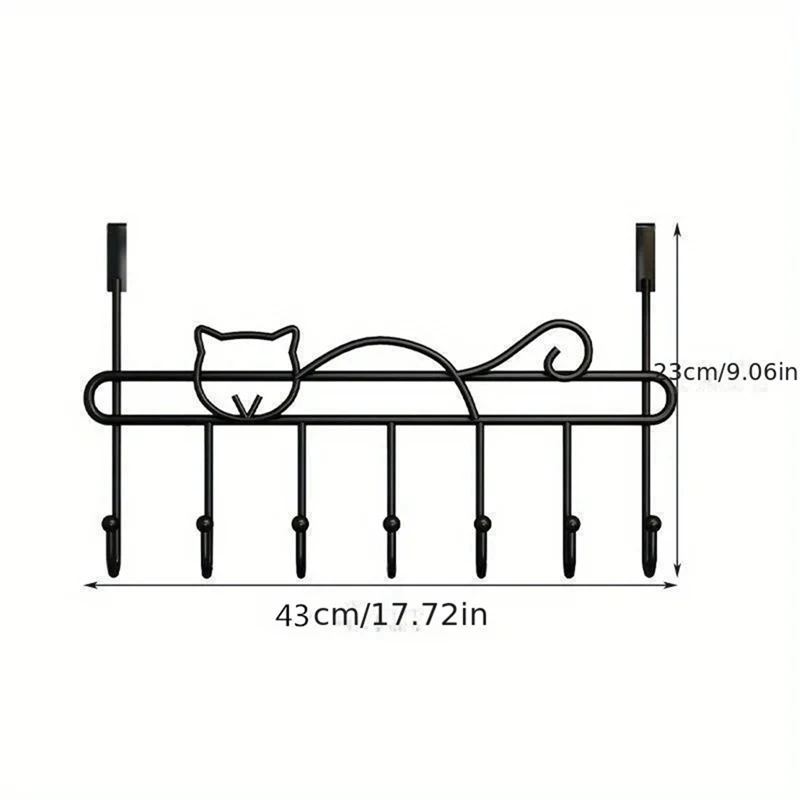 Projeto do gato sobre o gancho da porta, instalação fácil, cremalheira pendurada Punch-Free, fácil de usar, 2pcs