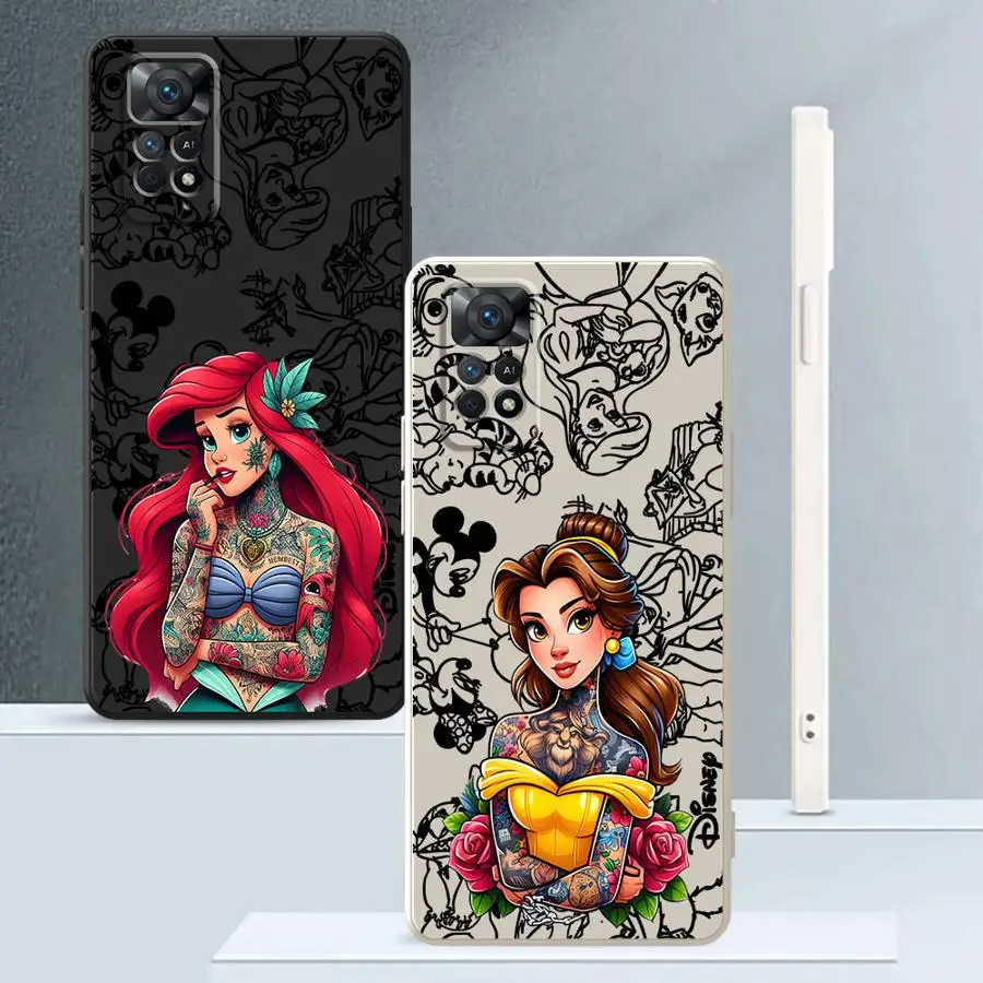 Coque de téléphone souple Disney tatouage princesse, étui pour Xiaomi Redmi Note 10Lite 11s 13 12 ProPlus 10 11 Pro 12s 14 Pro Plus 10