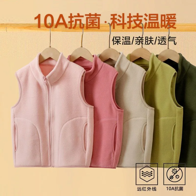 New Children's Vest Teenager Outwear Waistcoats Sleeveless Jackets Winter Warm Boys Girls Polar Fleece Kid Sleeveless Tops Vest