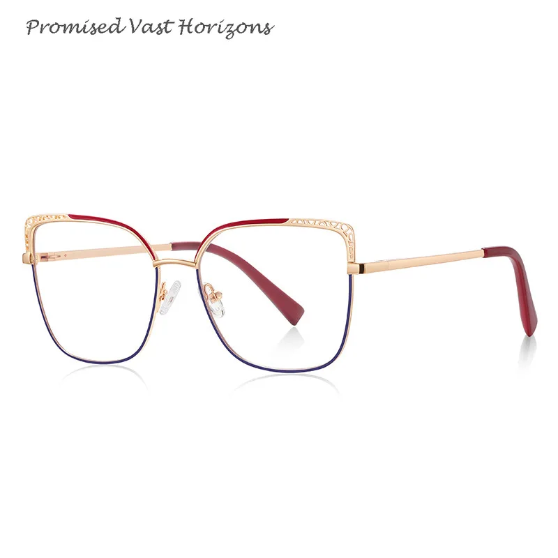 Montature per occhiali resistenti al blocco della luce blu in metallo ottico con motivo cavo progressivo a doppio colore con giunture colorate originali
