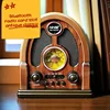 전통적인 복고풍 나무 무선 블루투스 스피커 멀티 밴드 FM 라디오 플러그인 카드 USB 플래시 드라이브 충전 데스크탑 장식품 5