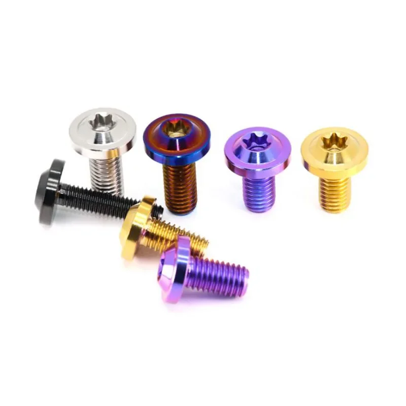 M5 M6 M8 M10 TC4 Titanium Alloy Flying Saucer Head Screw PVD Internal Plum Blossom Motorcycle Modification Bolt Anti-theft Screw