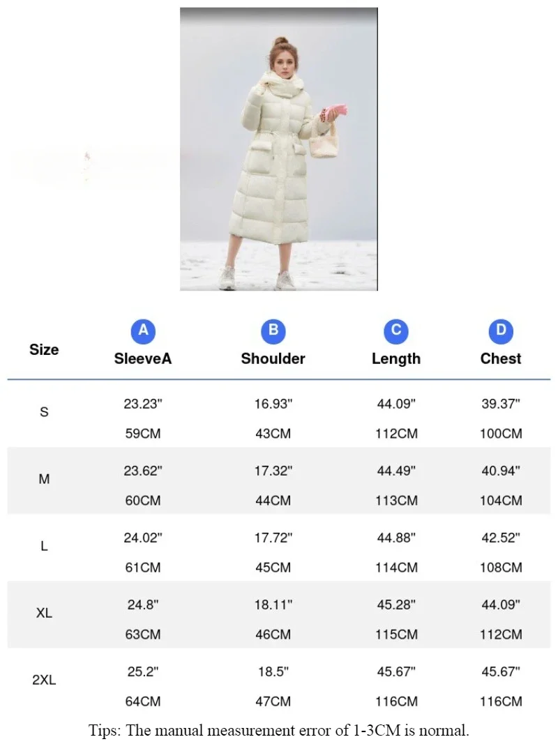 Women Long Parkas 2024 Elegant Thickened Thermal Padded Jacket Fashion Hooded Drawstring Waist-cinching Coat Chic Large Pocket