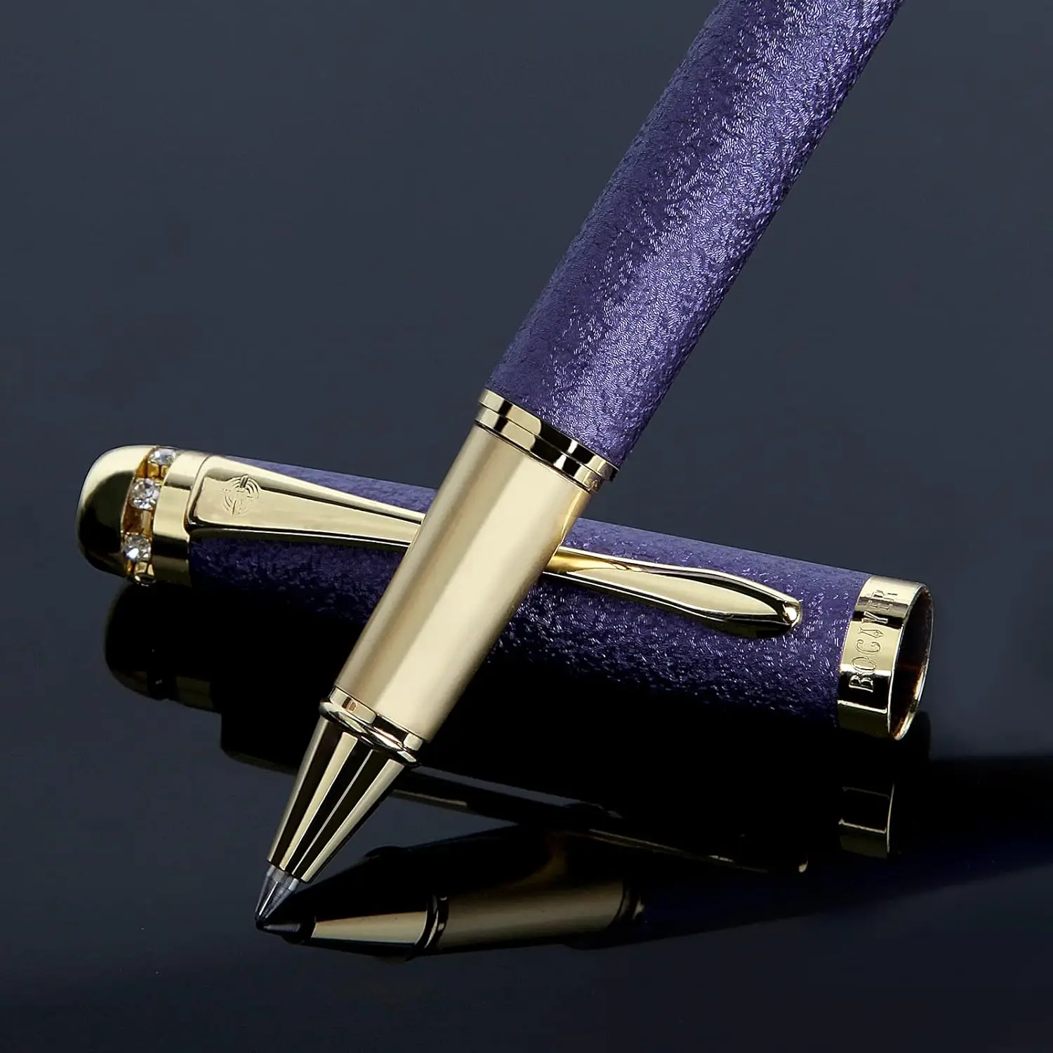 

Luxury Purple Rollerball Pen Set, Refillable Ink for Women, Executive Office Gift