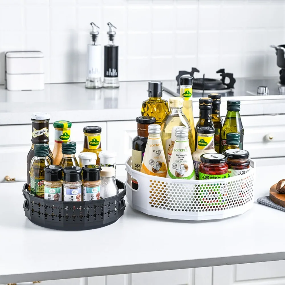 

360 ° Rotating Plastic Storage Tray Large Capacity Space-saving Kitchen Storage Rack Multifunction Storage Turntable