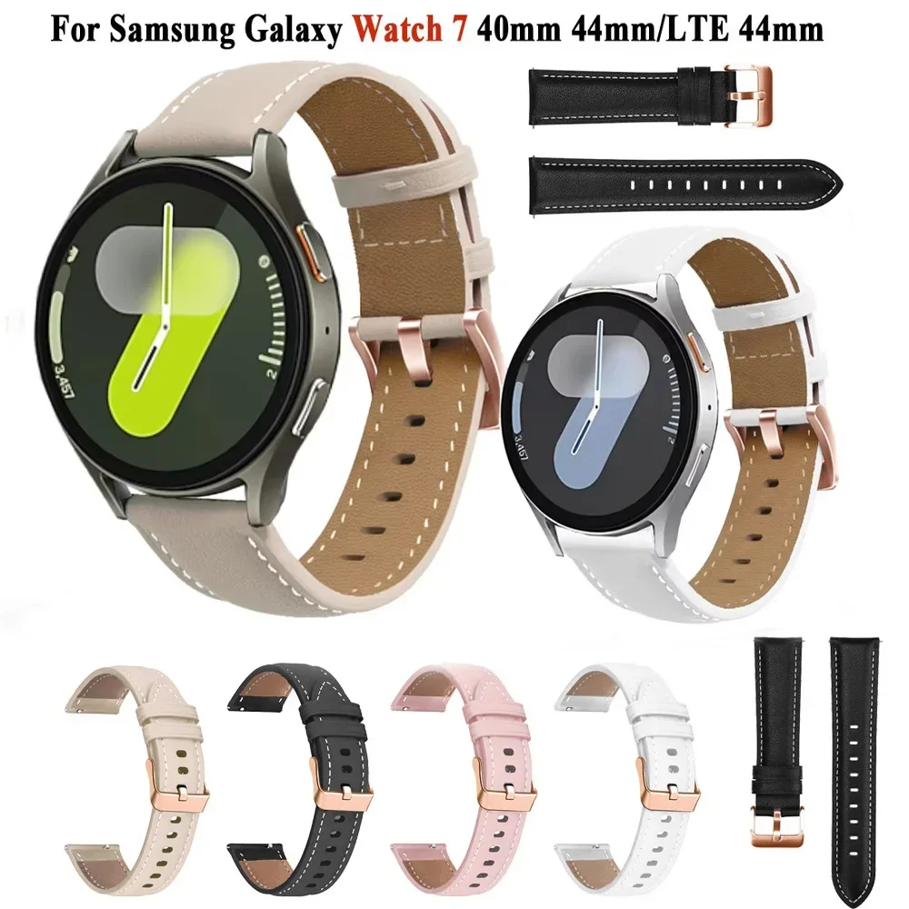 20mm PU Leather Strap For Samsung Galaxy Watch7/6/4/5 40mm 44mm Watch FE Bracelet Band For Galaxy Watch4 6 Classic 42 43 47 46mm