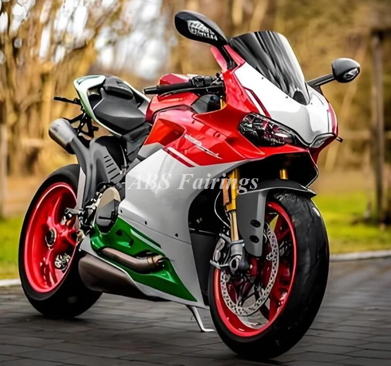 4Gifts Nuovo kit carene moto ABS adatto per Ducati 899 1199 Panigale s 2014 2015 2016 14 15 16 Set carrozzeria Bianco Rosso Verde