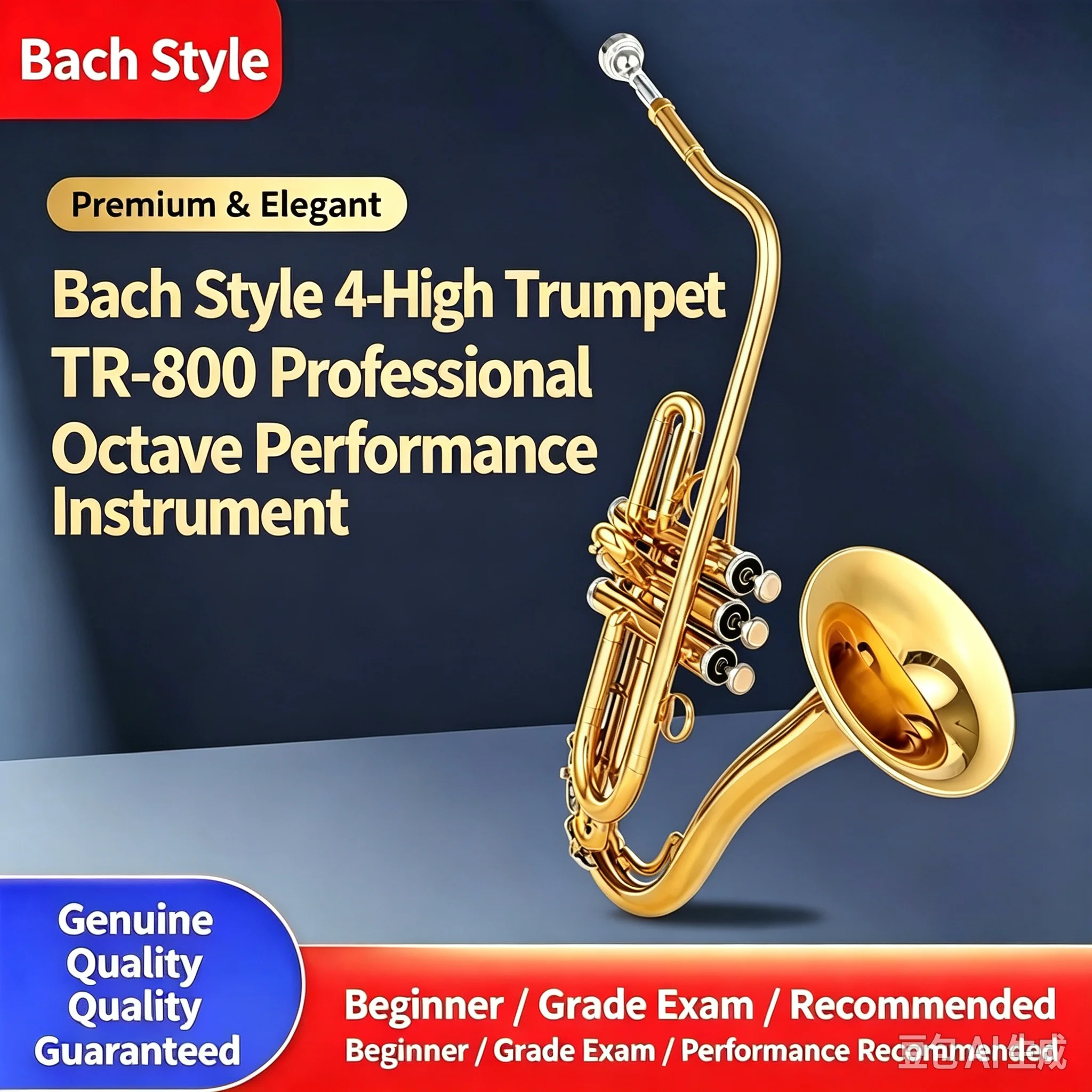Bach Style LT190-37 Bb Tone Saxophone Shape Trumpet, New Arrival Brass Instrument for Orchestra