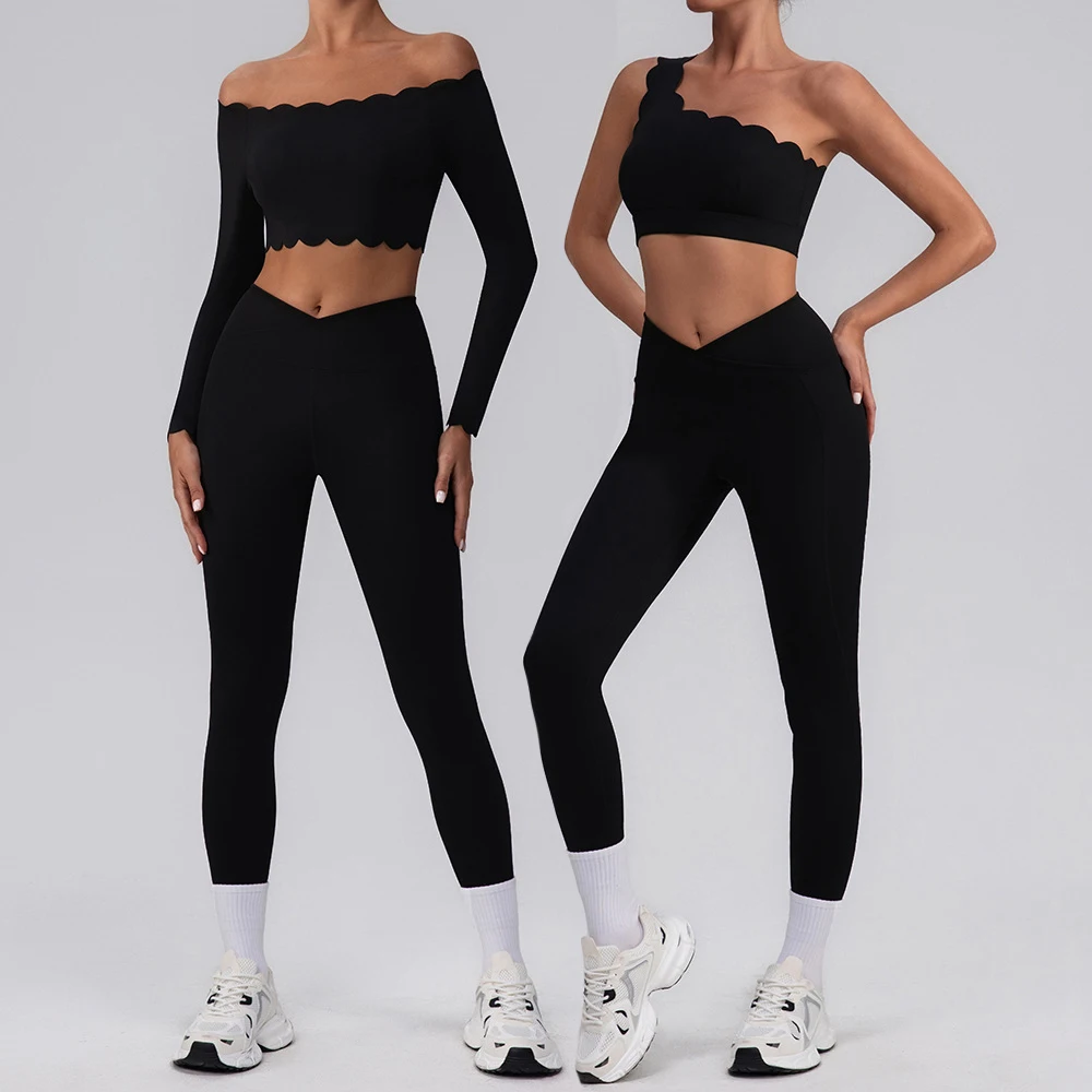 

Fashion Ruffles Yoga Set Women 2 Pieces Gym Leggings Set Workout Clothes Breathable Quick Dry Fitness Sport Suit Sportswear Pink