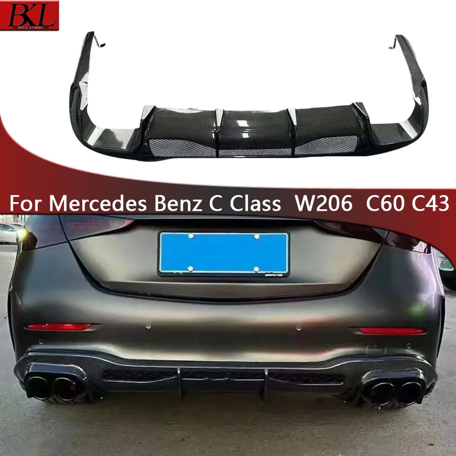 For Mercedes Benz C Class W206 C43 C200 C260 2022-IN  Carbon Fiber Car Rear Bumper Diffuser Rear Splitters Spoiler Back lip