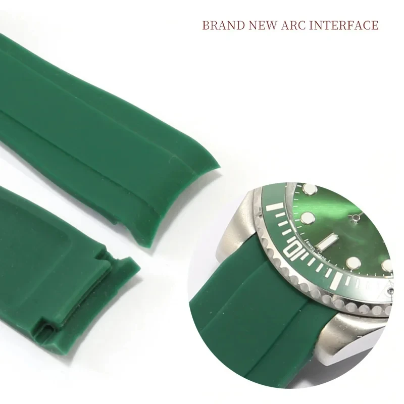 18 20 22mm Waterproof Silicone Rubber Strap Black Gray Green Wristband Arc Interface For Seiko CITIZEN Watch Chain