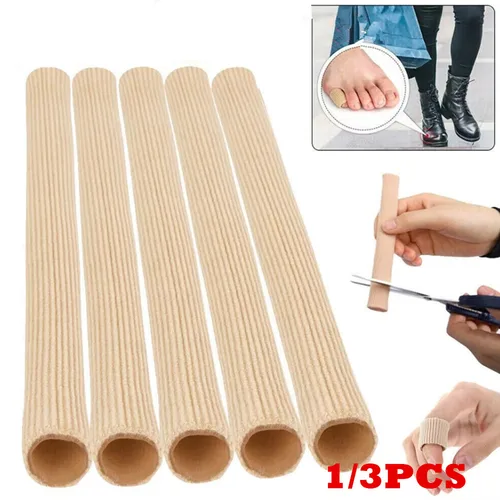 Imagen 1 del producto Separador de dedos de tela cortada con cubierta de silicona, tapas de manga de tubo espaciador, Corrector de Valgus, Protector de martillo, pedicura para pies y dedos, 1/3 Uds.