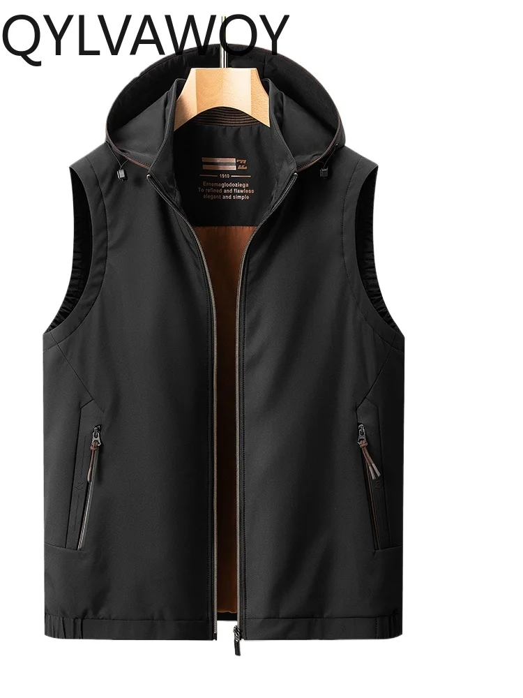 

QYLVAWOY 100% Polyeater Men's Versatile Gilet Vest Hooded Top Casual Waistcoat Outfit Commuter Urban Jacket Outerwear LJ2233