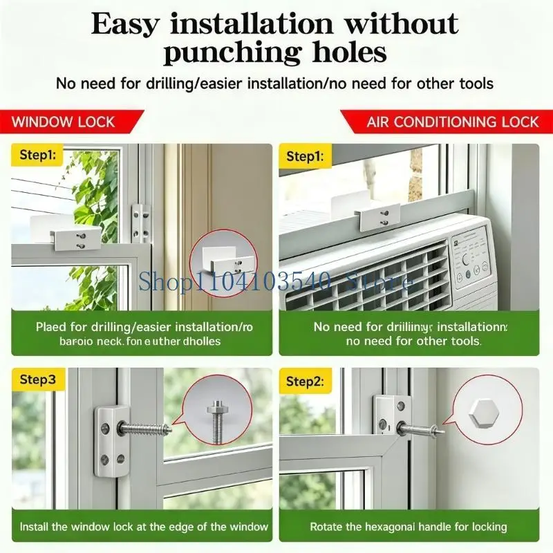 02DC Window-Frame Air Conditioner Support Mount Set with Metal Clamp Hardware, Window Retainers and L-Shaped Driver for view 5