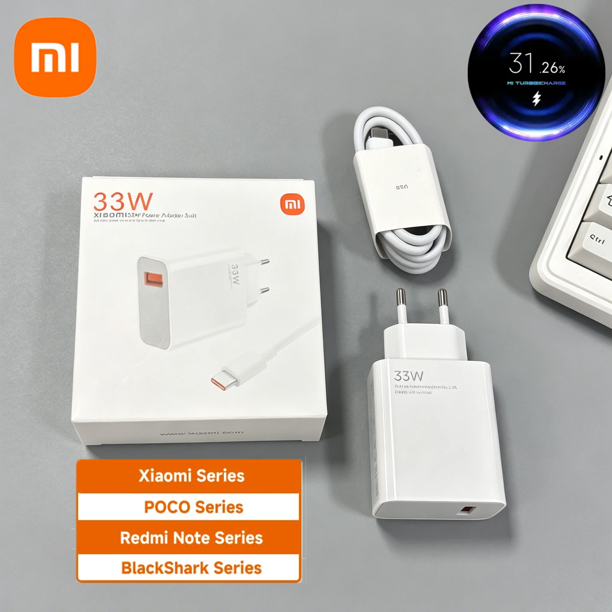 Carregador Original Xiaomi 33W Adaptador EU US Turbo Charge 6A Cabo USB Tipo C Para Mi 11 10 Poco X5 X4 M5S X3 Pro Redmi Note 12 13