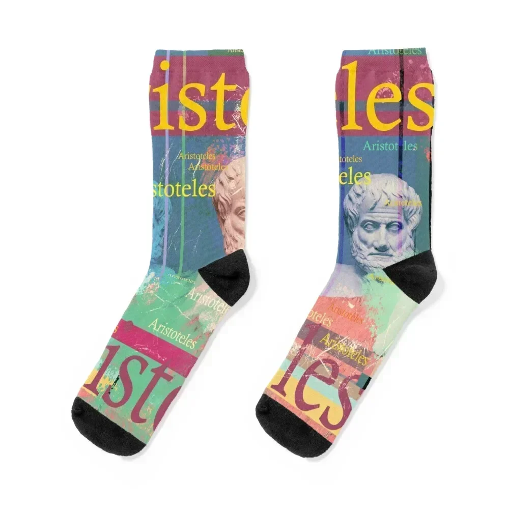 

Aesthetic Aristotle portrait, well-known Greek philosopher Socks winter gifts luxury Rugby Stockings Socks Men's Women's
